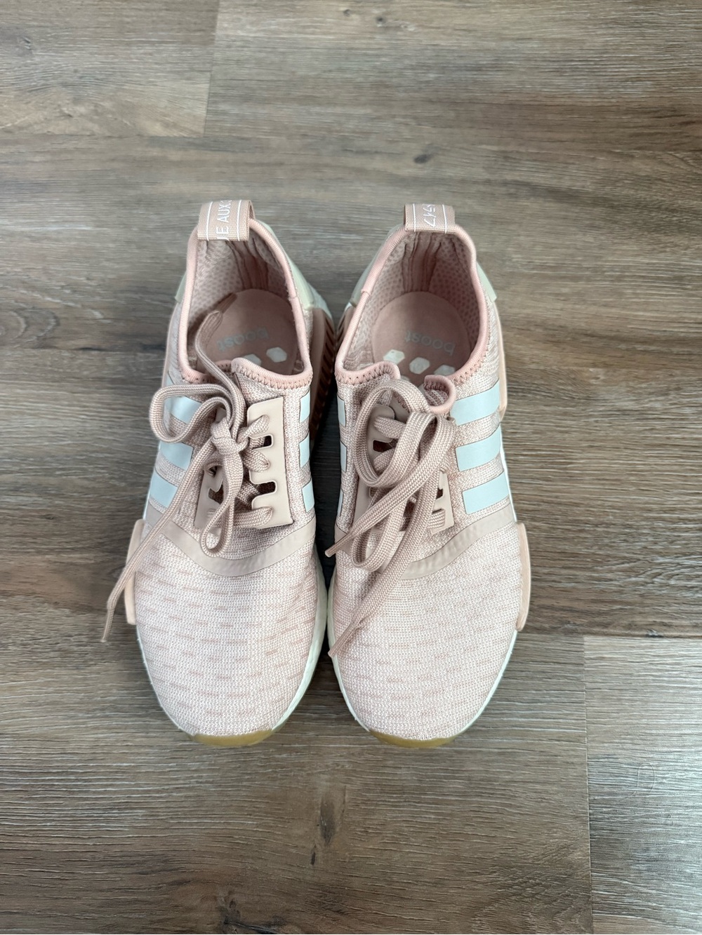 adidas Women’s Light Pink Sneakers with White Stripes